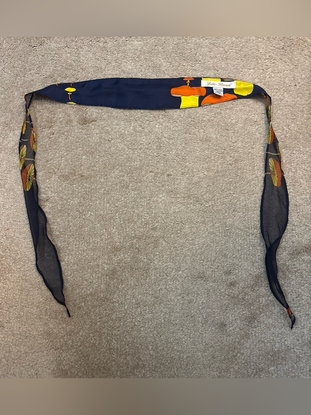 VTG JULIE Brown - Navy Blue Women’s 100% Silk Mushroom Headband Rare